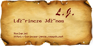 Lőrincze János névjegykártya